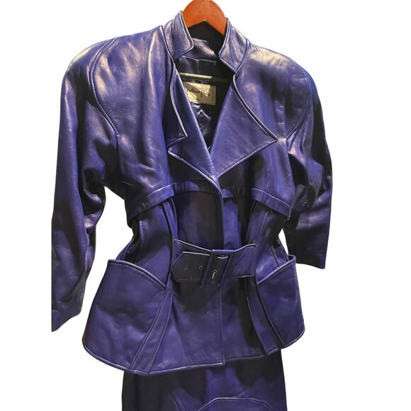 Jean Claude jitrois indigo leather skirt set 38 - Picture 14 of 14